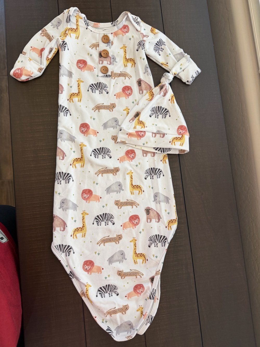 Caden Lane Baby White Animal Print Gown and Hat
